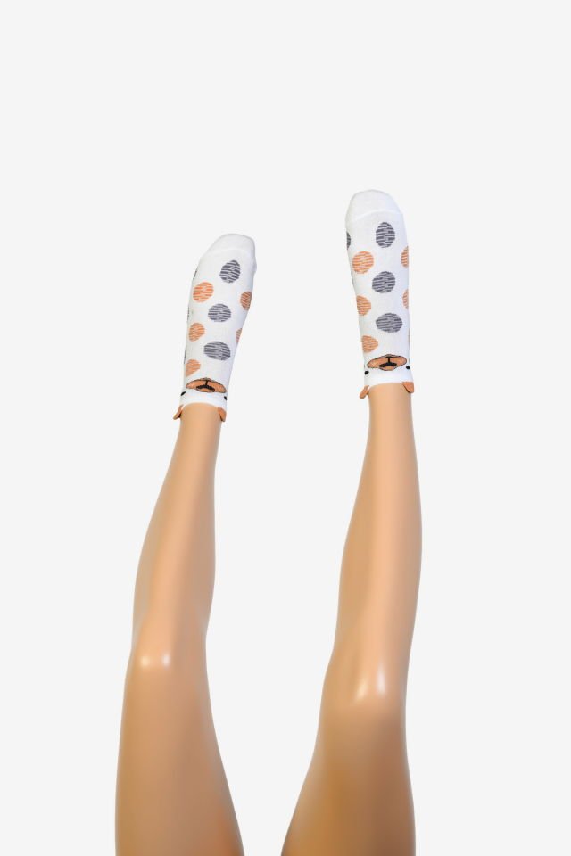 Moda1001 Kadın Kulaklı Patik Çorabı  - Desenli