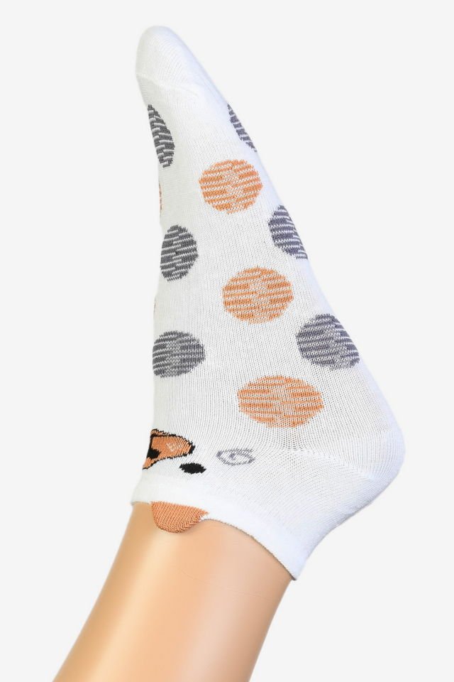 Moda1001 Kadın Kulaklı Patik Çorabı  - Desenli