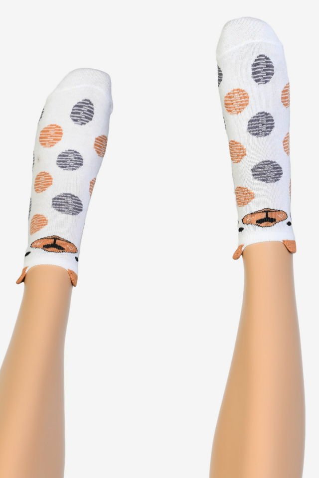 Moda1001 Kadın Kulaklı Patik Çorabı  - Desenli