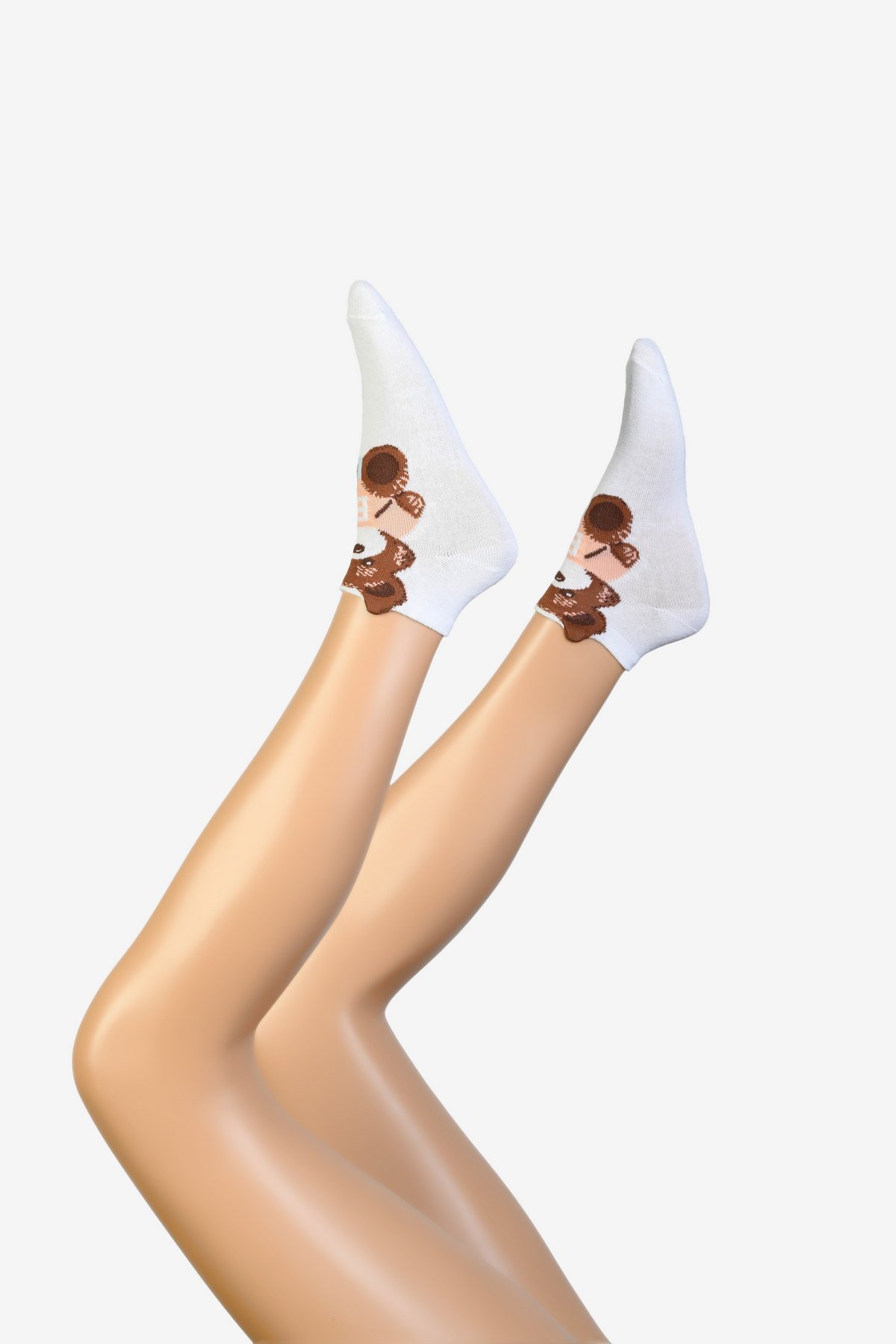 Moda1001 Kadın Kulaklı Patik Çorabı  - Desenli