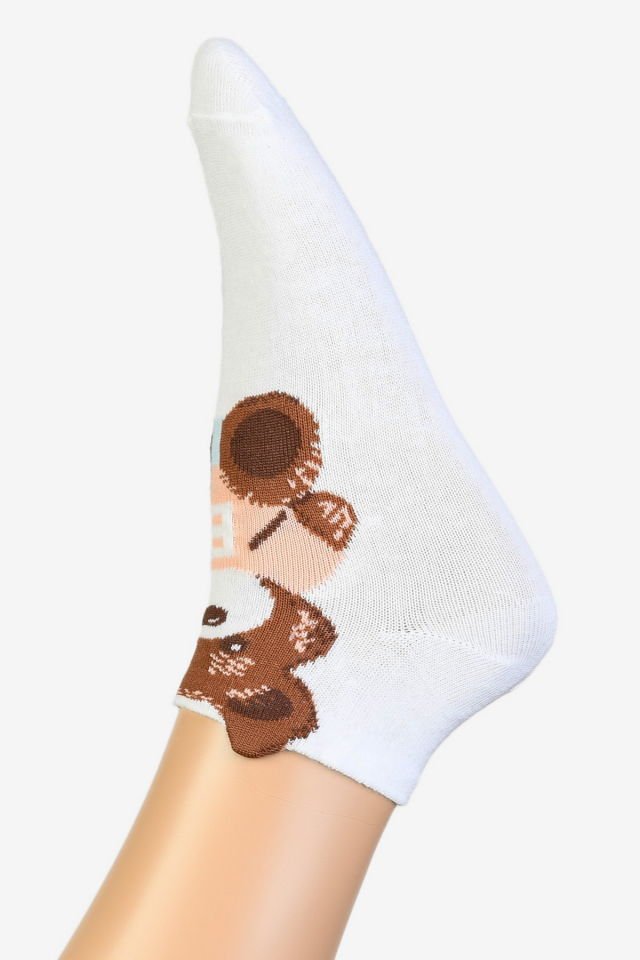 Moda1001 Kadın Kulaklı Patik Çorabı  - Desenli