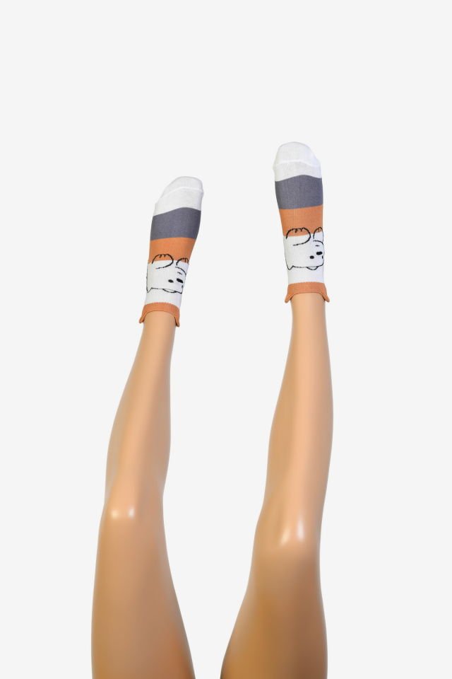 Moda1001 Kadın Kulaklı Patik Çorabı  - Desenli