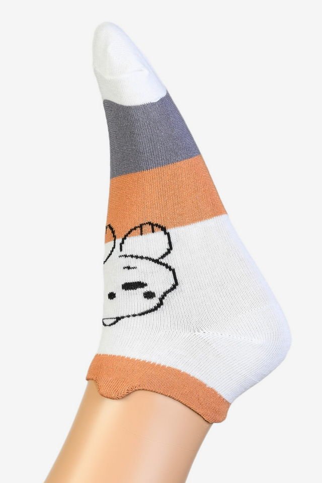 Moda1001 Kadın Kulaklı Patik Çorabı  - Desenli