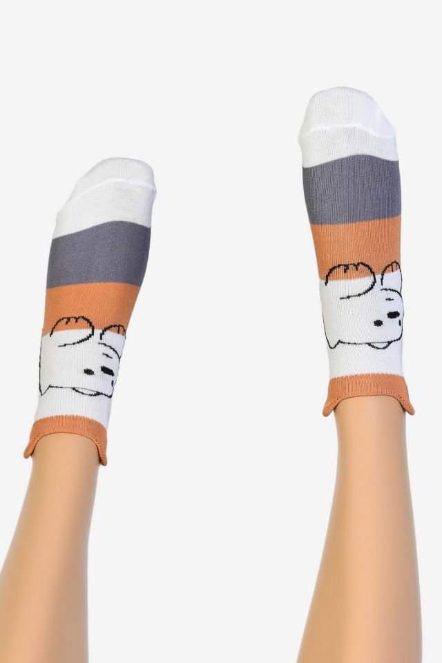 Moda1001 Kadın Kulaklı Patik Çorabı  - Desenli