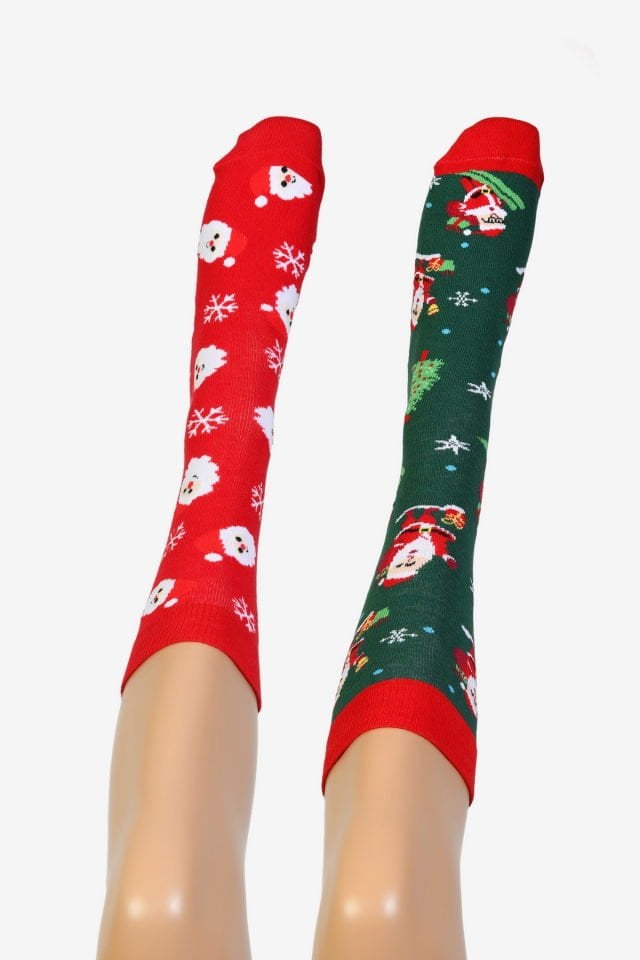 Moda1001 2'Li Paket Yılbaşı Temalı Kadın Soket Çorabı  - Çok Renkli