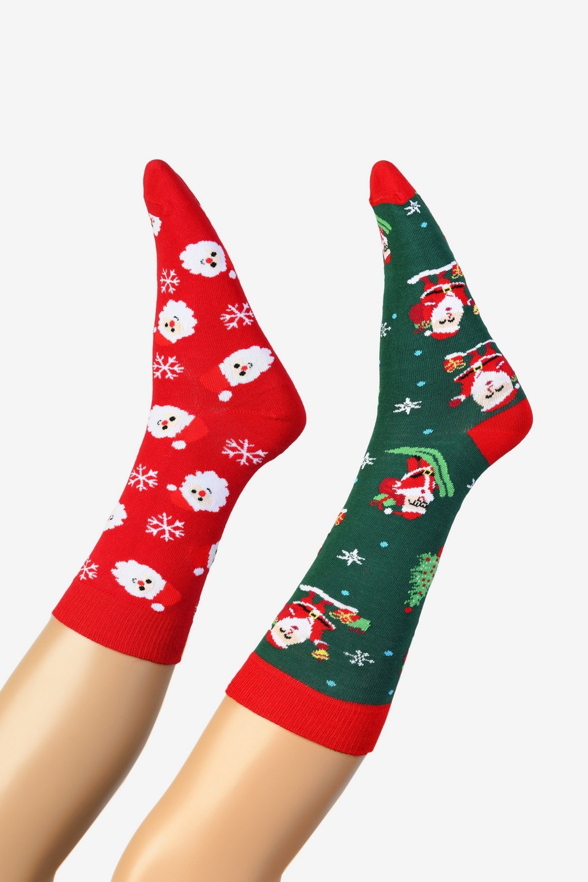 Moda1001 2'Li Paket Yılbaşı Temalı Kadın Soket Çorabı  - Çok Renkli