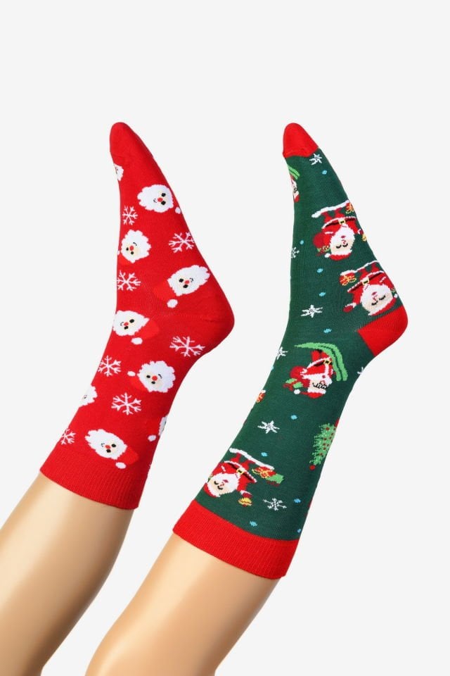 Moda1001 2'Li Paket Yılbaşı Temalı Kadın Soket Çorabı  - Çok Renkli