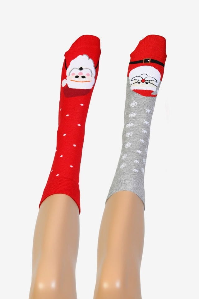 Moda1001 2'Li Paket Yılbaşı Temalı Kadın Soket Çorabı  - Çok Renkli