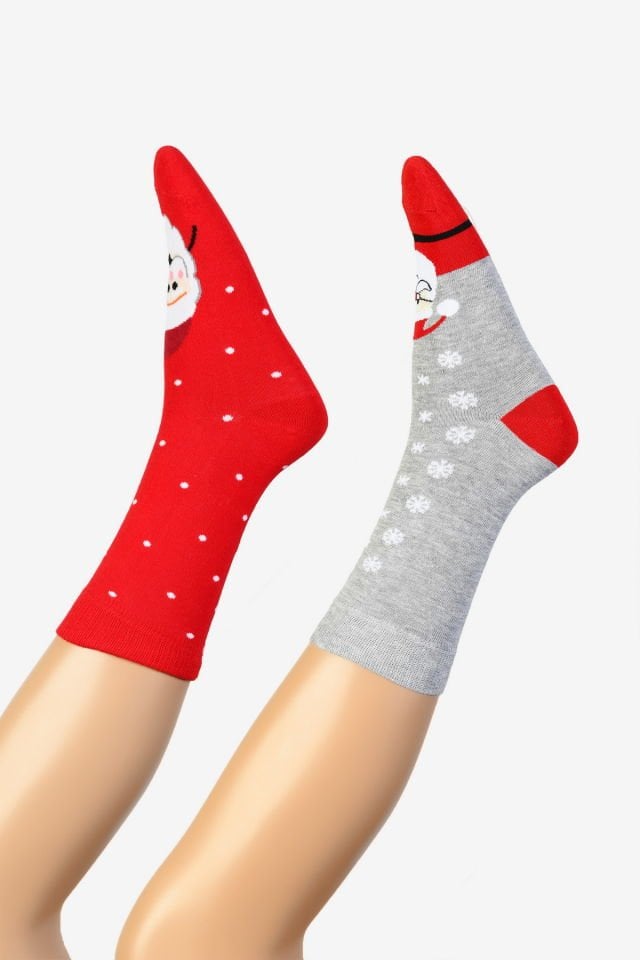 Moda1001 2'Li Paket Yılbaşı Temalı Kadın Soket Çorabı  - Çok Renkli