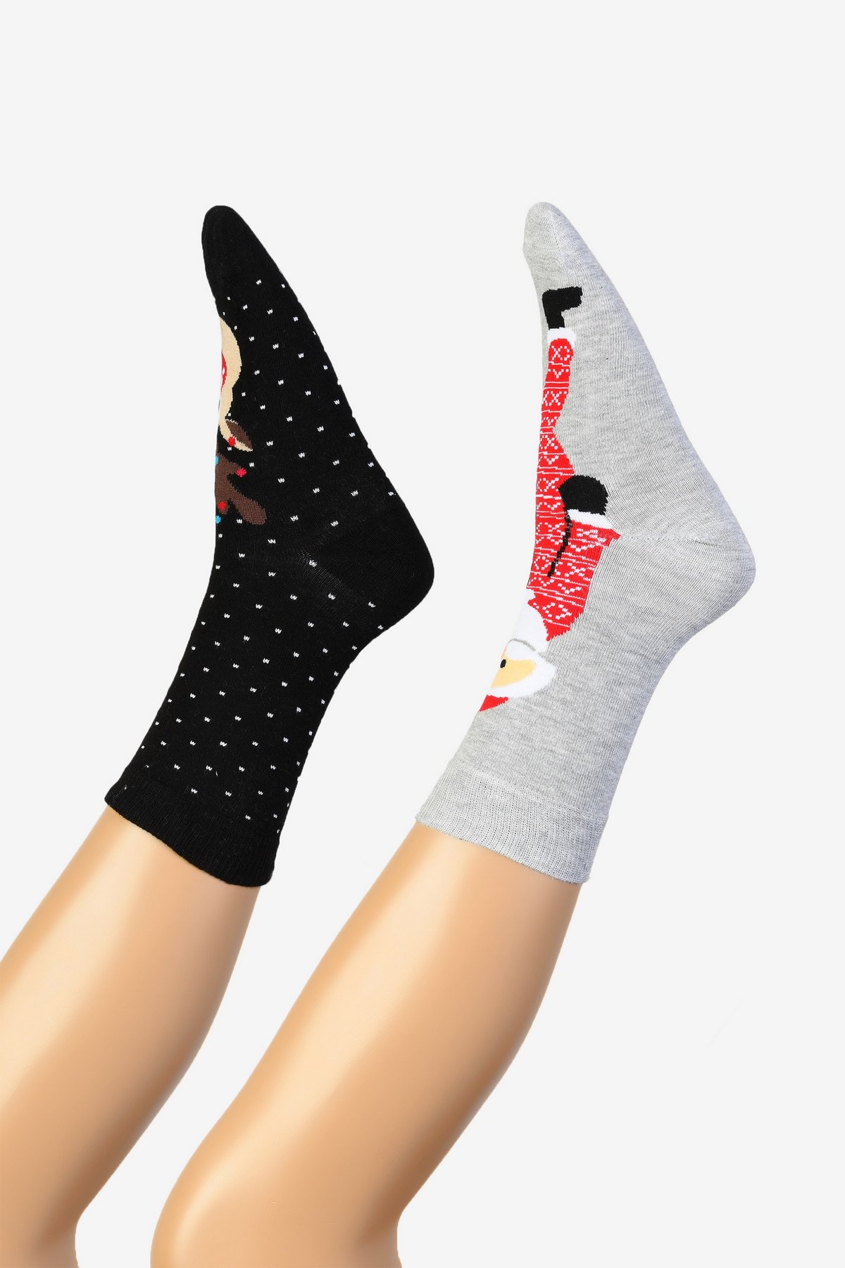 Moda1001 2'Li Paket Yılbaşı Temalı Kadın Soket Çorabı  - Çok Renkli