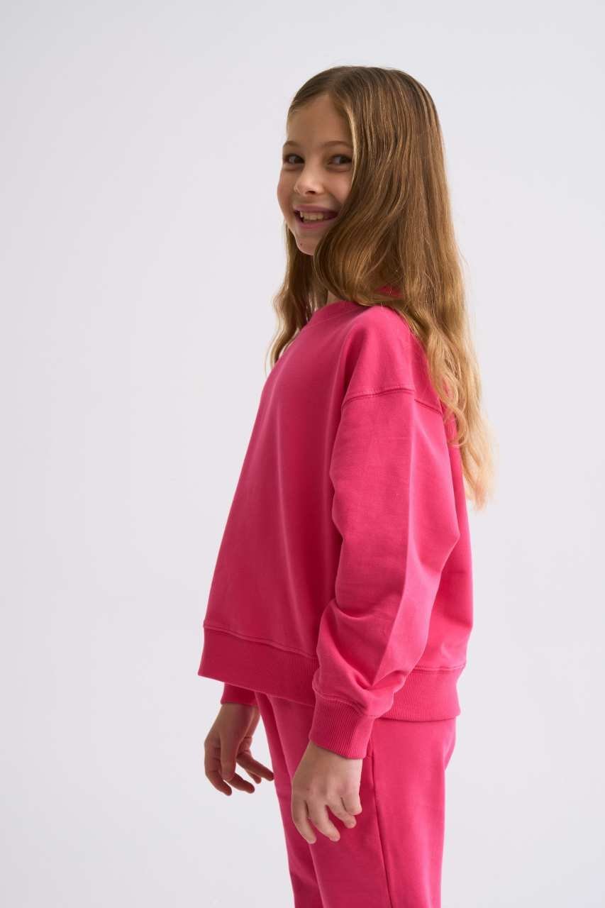 Organik Uzun Kollu Kız Çocuk Sweatshirt - Pembe