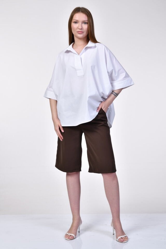 ParkHande Oversize Poplin Beyaz Gömlek  - Beyaz