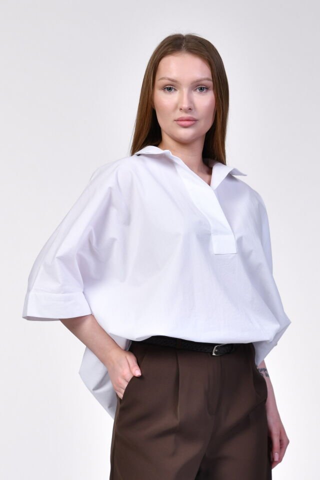 ParkHande Oversize Poplin Beyaz Gömlek  - Beyaz