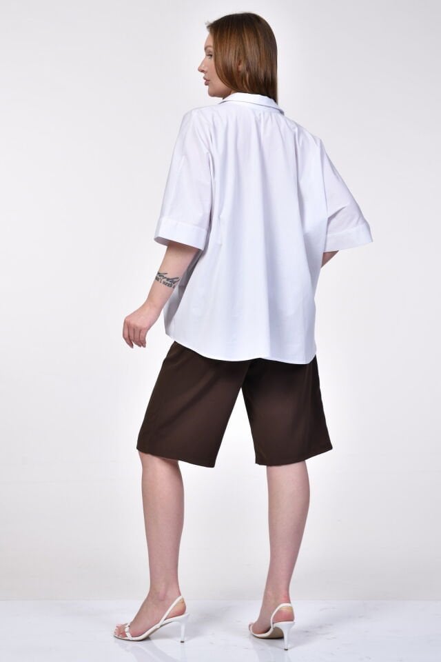 ParkHande Oversize Poplin Beyaz Gömlek  - Beyaz