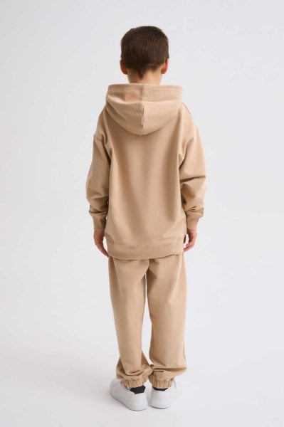 Organik Cepli Bağcıklı Erkek Çocuk Eşofman Altı - Bej