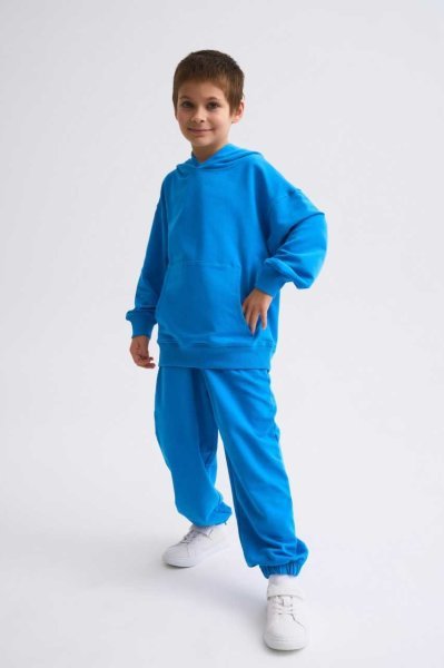 Organik Cepli Bağcıklı Erkek Çocuk Eşofman Altı - Mavi