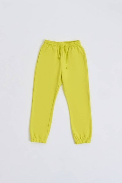 Organik Cepli Bağcıklı Kız Çocuk Eşofman Altı - Sarı