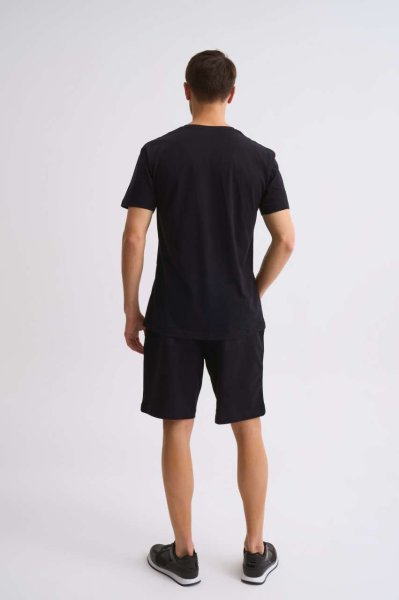 Organik Cepli Regular Fit Erkek Bermuda Şort - Siyah