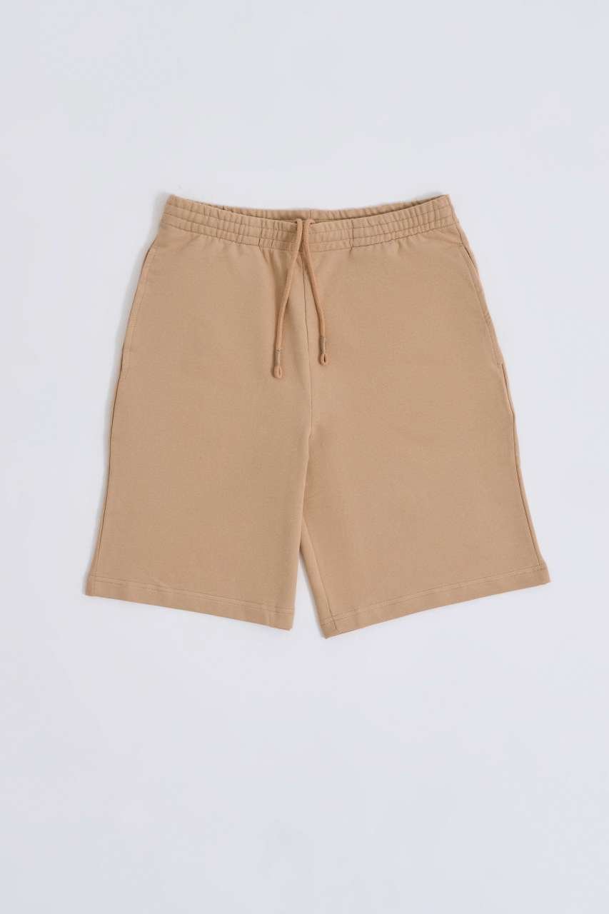 Organik Cepli Regular Fit Erkek Bermuda Şort - Bej