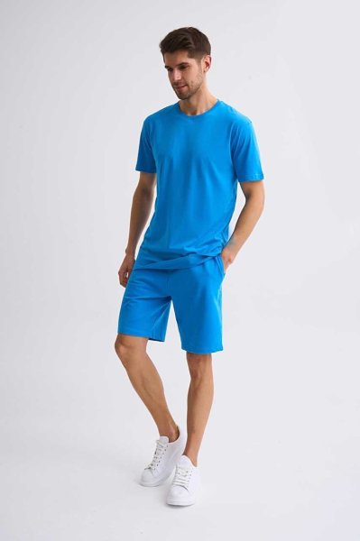 Organik Cepli Regular Fit Erkek Bermuda Şort - Mavi