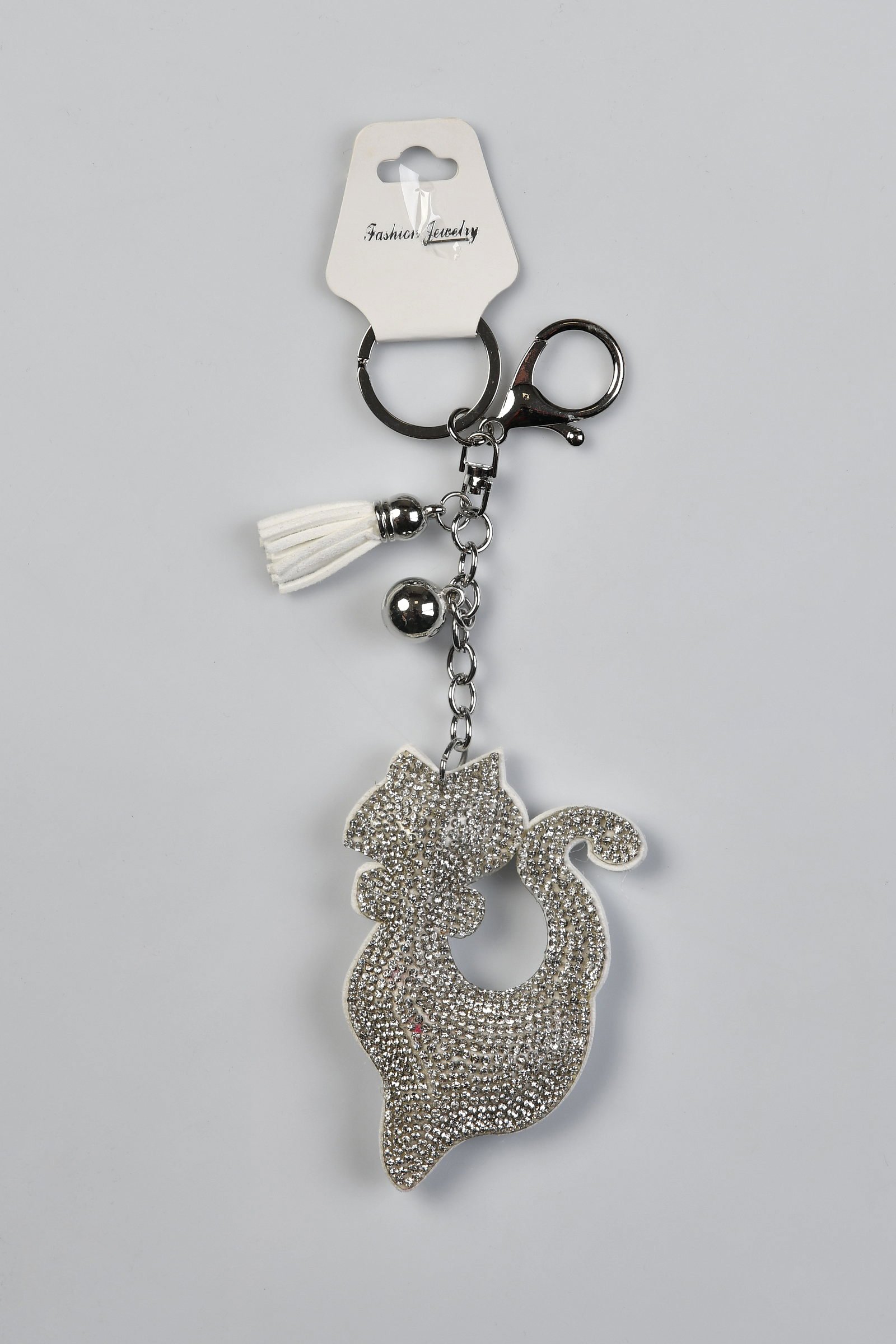 Kedi Figürlü Taşlı Anahtarlık