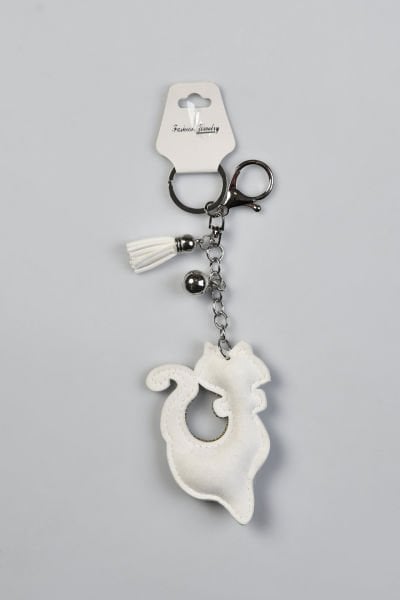 Kedi Figürlü Taşlı Anahtarlık