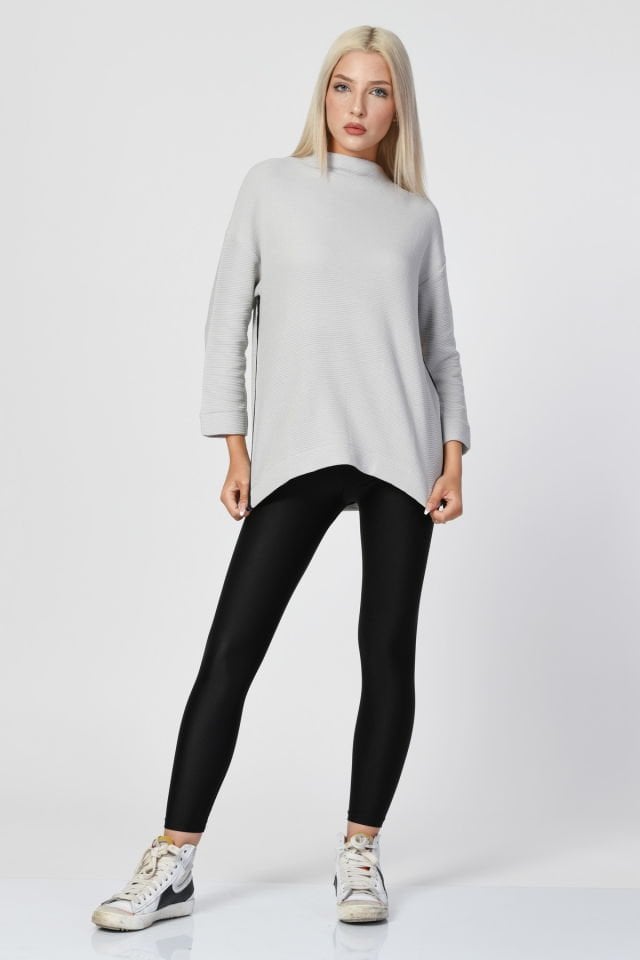 ZEGY Düşük Omuzlu Oversize Bluz  - Silver