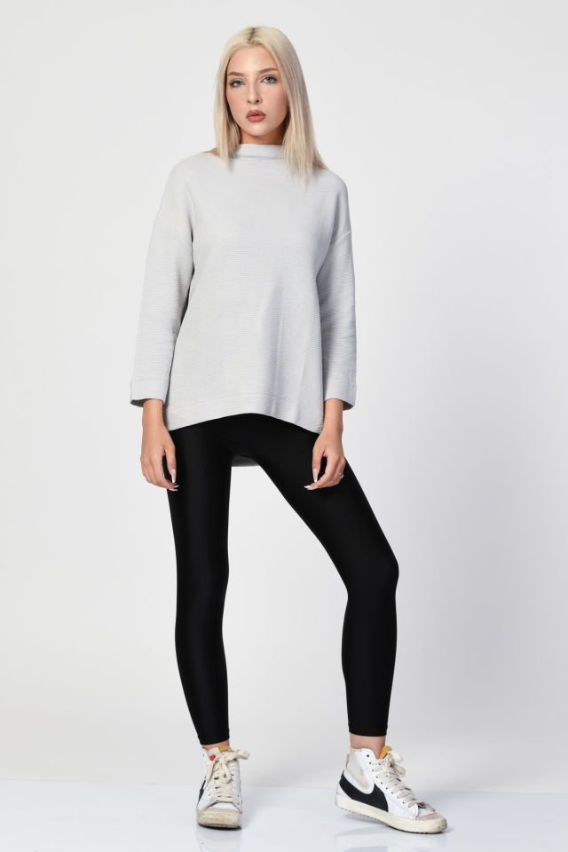 ZEGY Düşük Omuzlu Oversize Bluz  - Silver