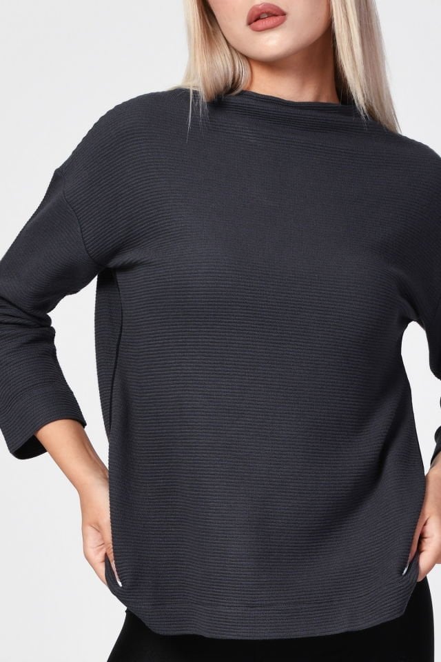 ZEGY Düşük Omuzlu Oversize Bluz  - Antrasit