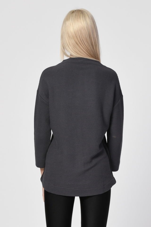 ZEGY Düşük Omuzlu Oversize Bluz  - Antrasit