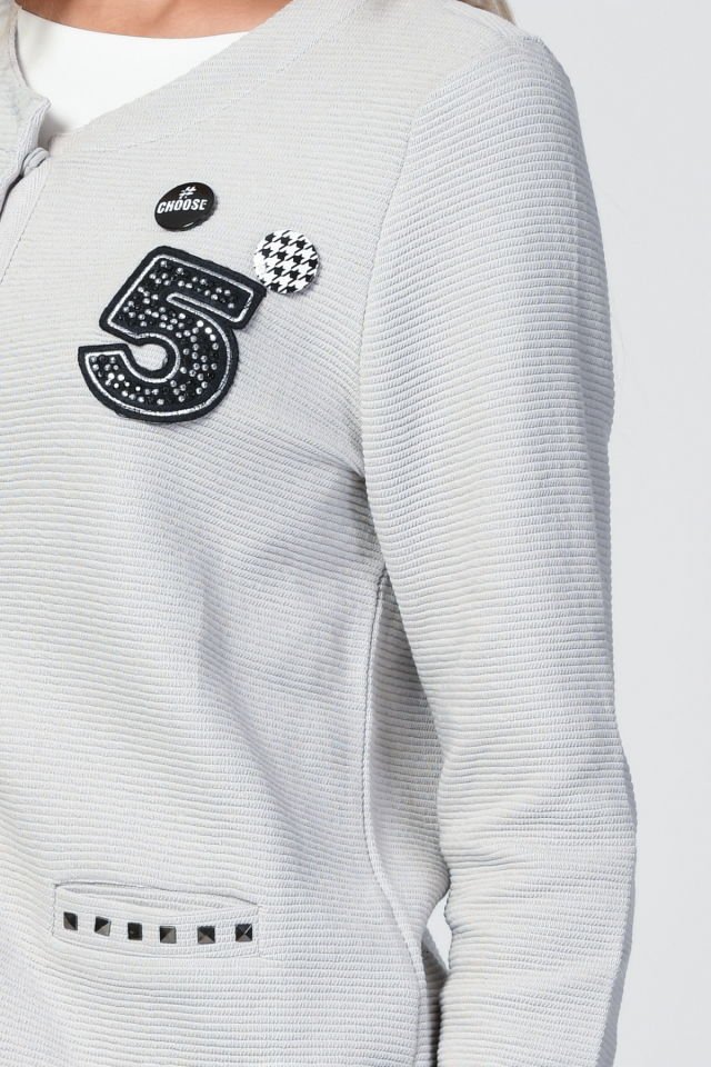 ZEGY Rozet Detaylı Hırka  - Silver