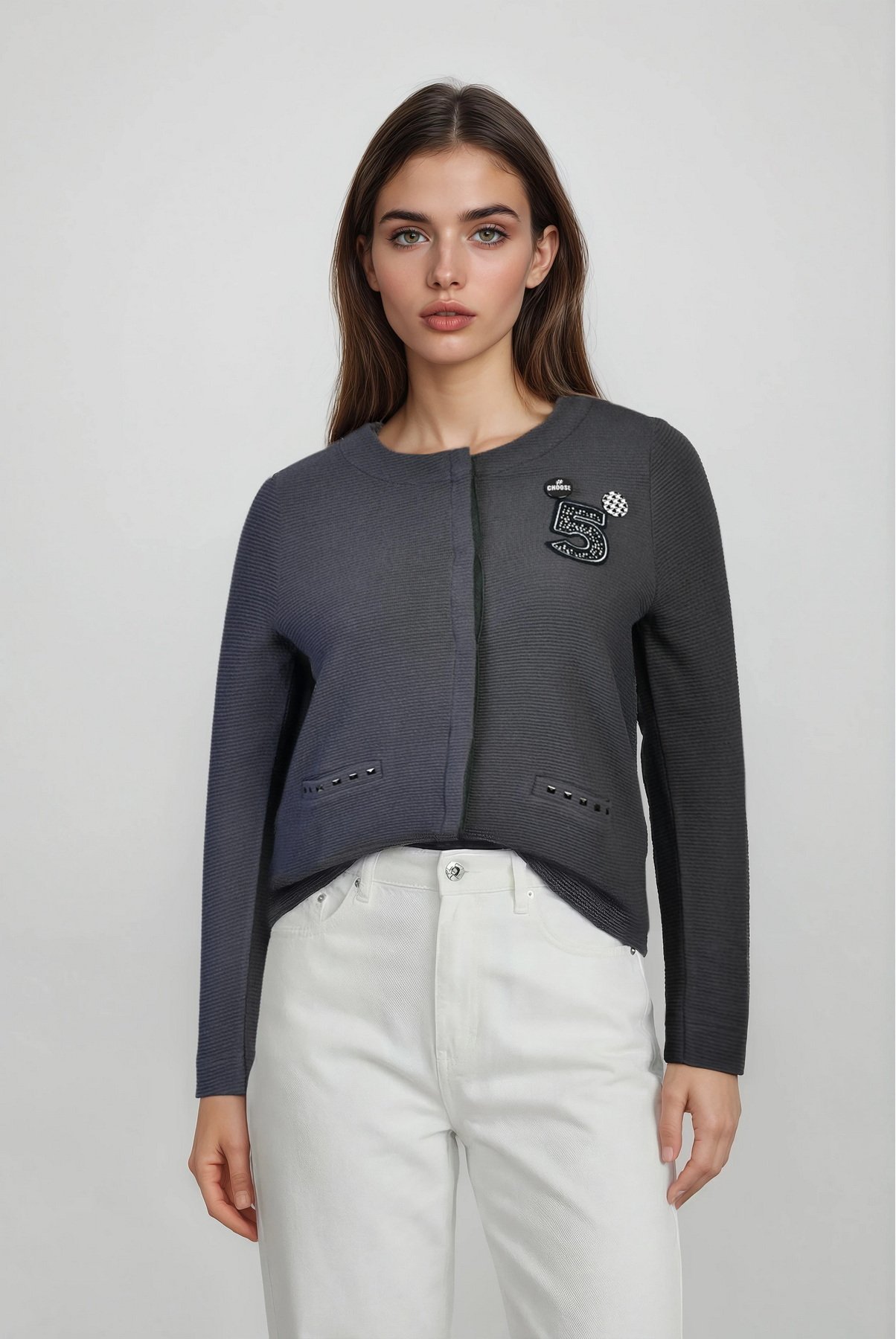 ZEGY Rozet Detaylı Hırka  - Antrasit