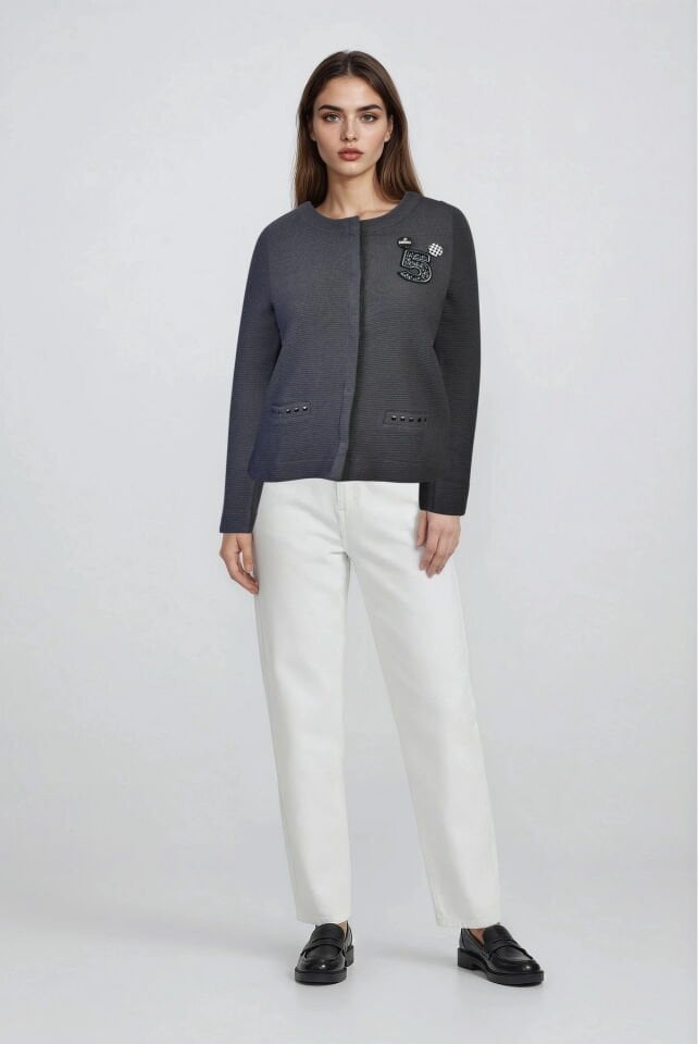 ZEGY Rozet Detaylı Hırka  - Antrasit