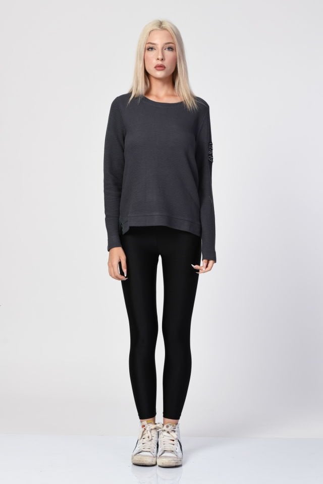 ZEGY Bisiklet Yaka Bluz  - Antrasit