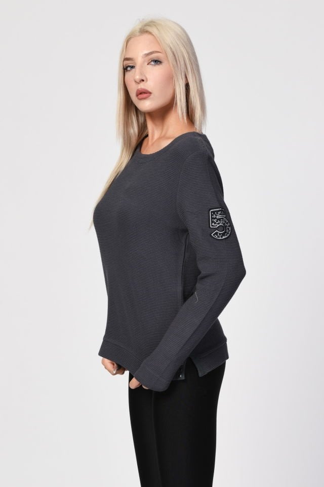 ZEGY Bisiklet Yaka Bluz  - Antrasit