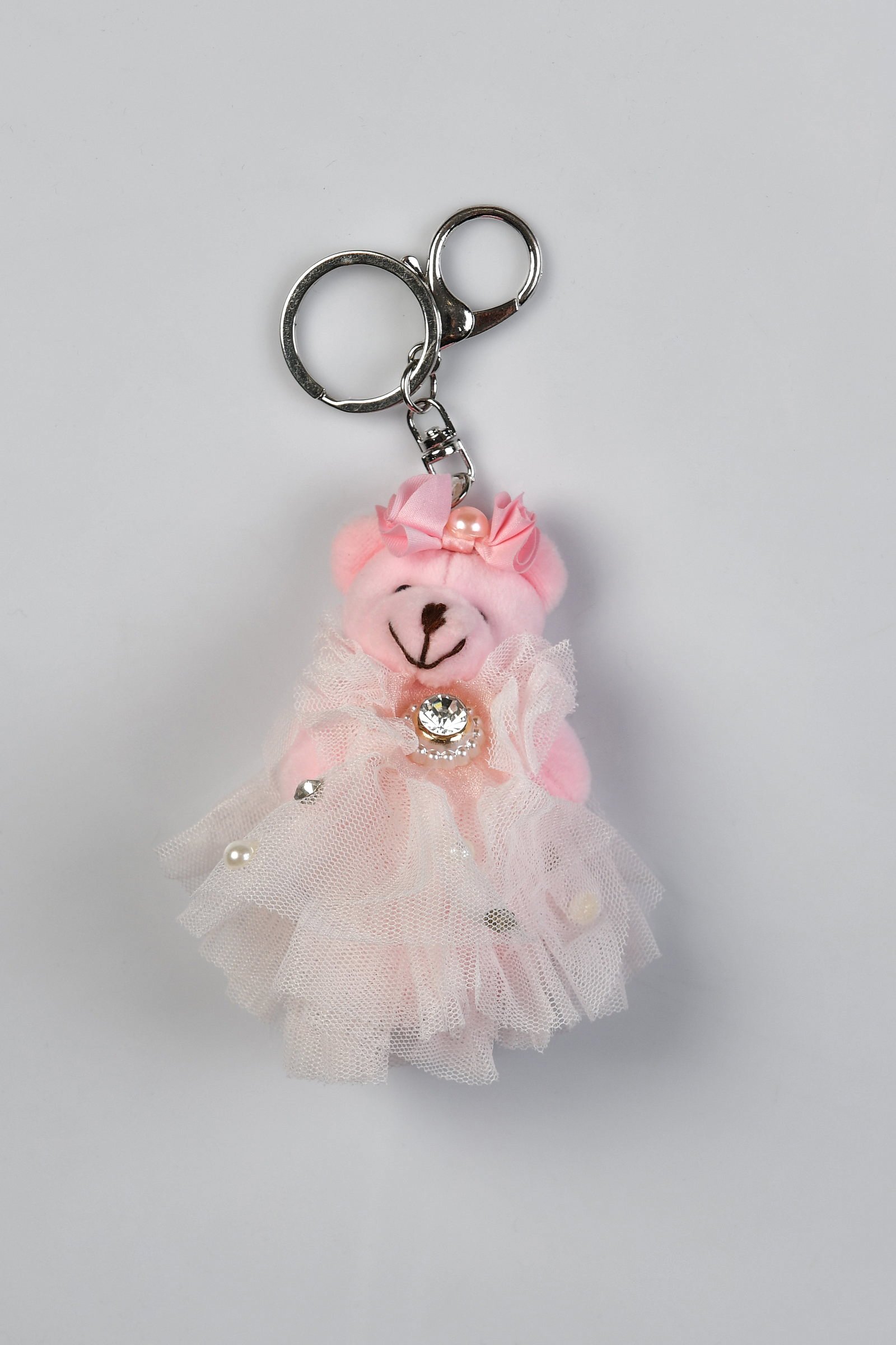 Peluş Ayı Figürlü Anahtarlık Pembe