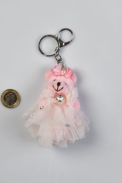 Peluş Ayı Figürlü Anahtarlık Pembe