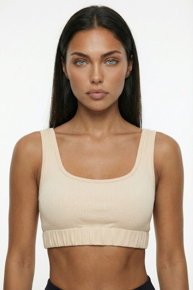 Fitilli Askılı Kadın Büstiyer - Bej