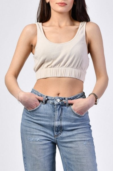 Fitilli Askılı Kadın Büstiyer - Bej