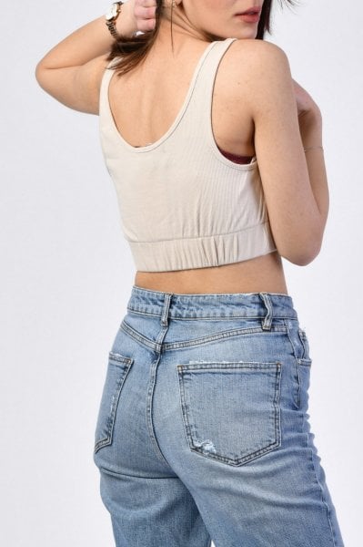 Fitilli Askılı Kadın Büstiyer - Bej