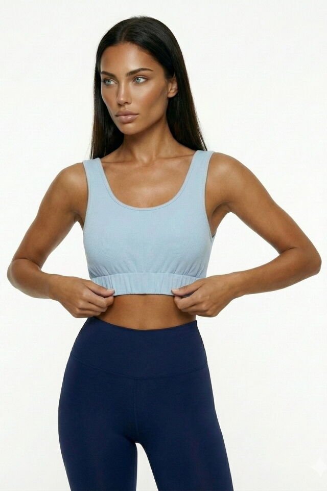 Fitilli Askılı Kadın Büstiyer - Mavi