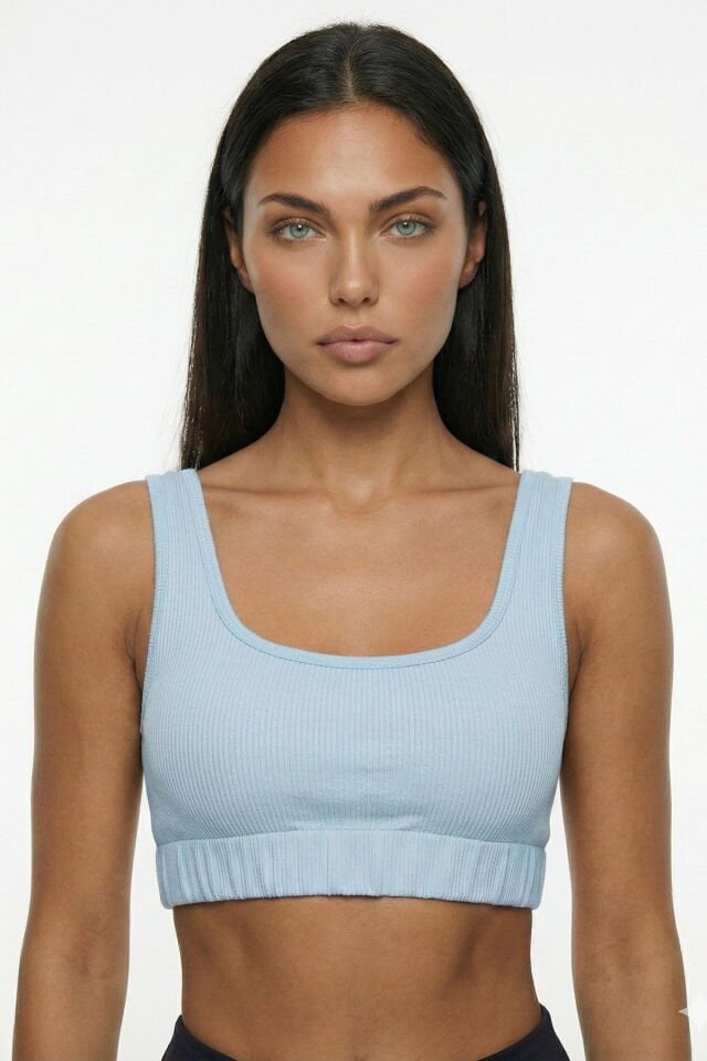 Fitilli Askılı Kadın Büstiyer - Mavi