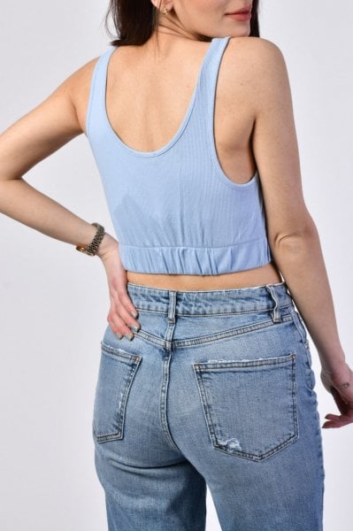 Fitilli Askılı Kadın Büstiyer - Mavi